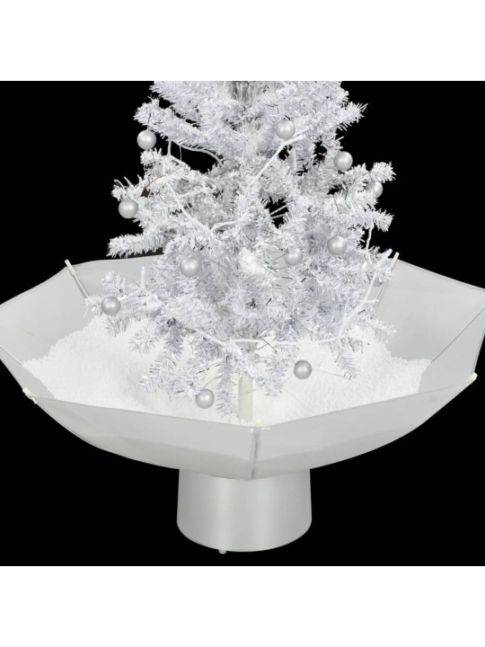 Kalėdų eglutė su sniego fun. ir skėč. form. pagr., balta, 75cm