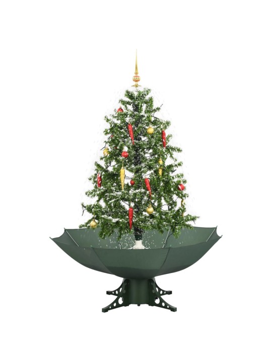 Kalėdų eglutė su sniego fun. ir skėč. form. pagr., žalia, 140cm