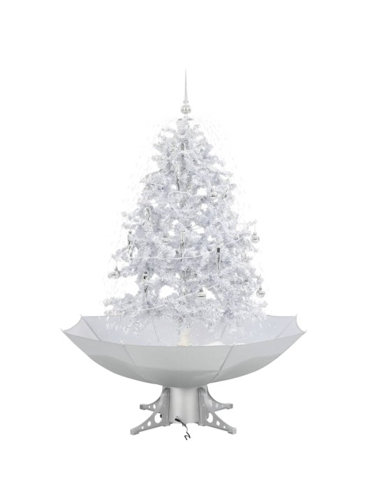 Kalėdų eglutė su sniego fun. ir skėč. form. pagr., balta, 140cm