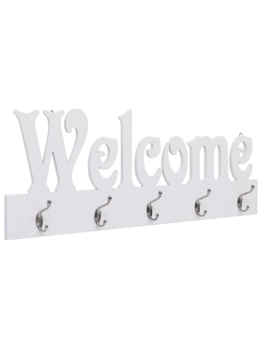 Prie sienos montuojama kabykla WELCOME, balta, 74x29,5cm