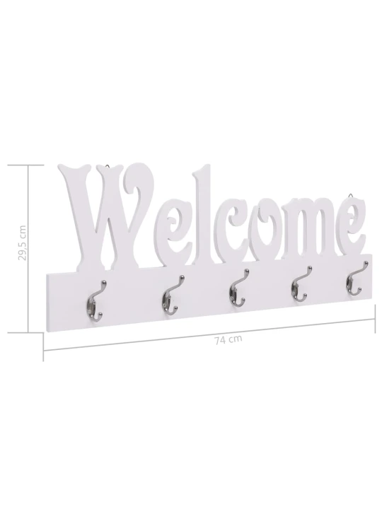 Prie sienos montuojama kabykla WELCOME, balta, 74x29,5cm