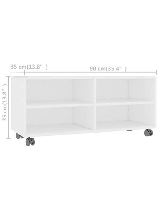 Televizoriaus spintelė su ratukais, baltos sp., 90x35x35cm, MDP