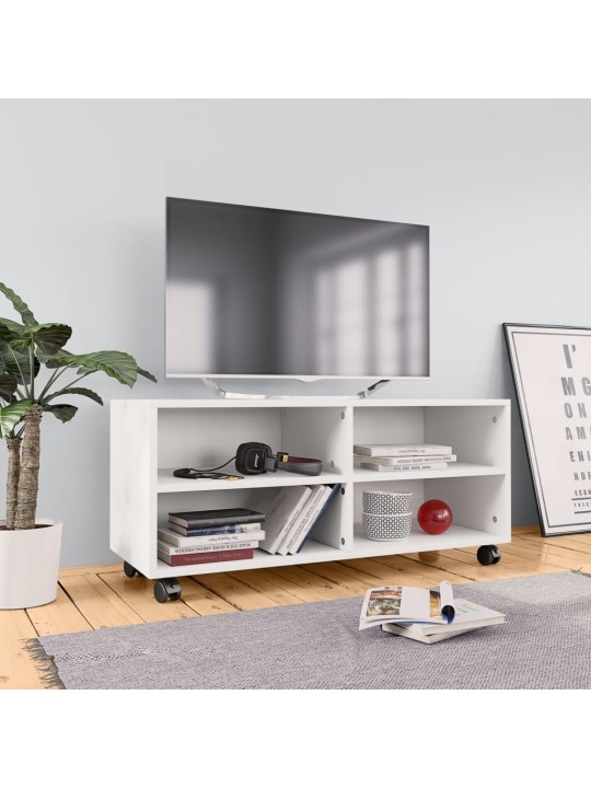 Televizoriaus spintelė su ratukais, baltos sp., 90x35x35cm, MDP