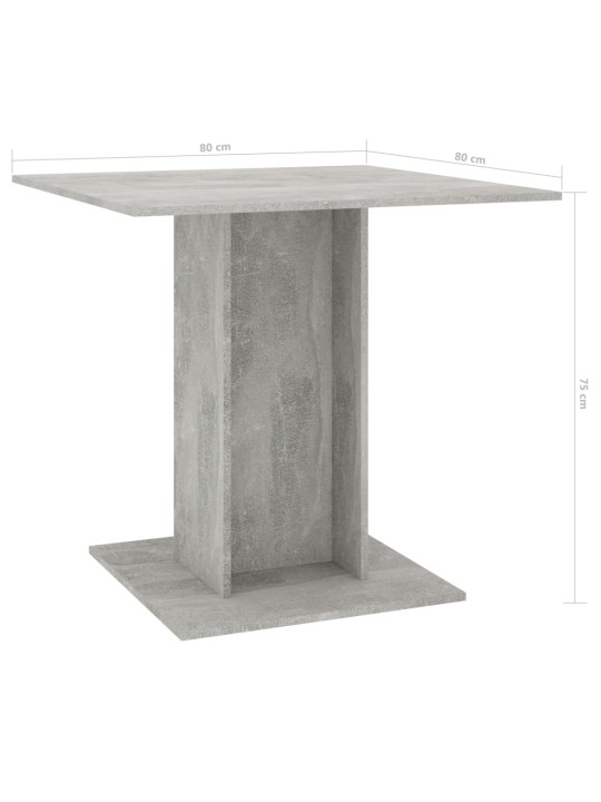 Valgomojo stalas, betono pilkos spalvos, 80x80x75 cm, MDP