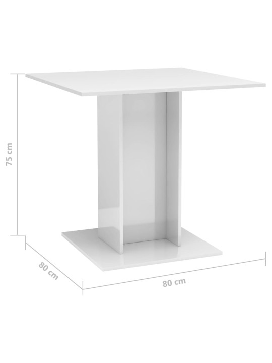Valgomojo stalas, baltos sp., 80x80x75cm, MDP, labai blizgus