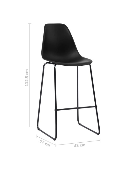 Baro kėdės, 4 vnt., juodos spalvos, plastikas