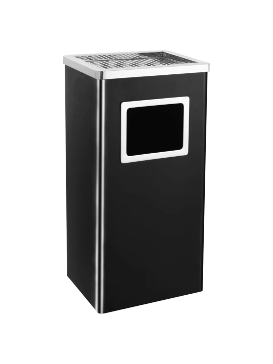 Šiukšliadėžė-peleninė, juodos spalvos, plienas, 45l