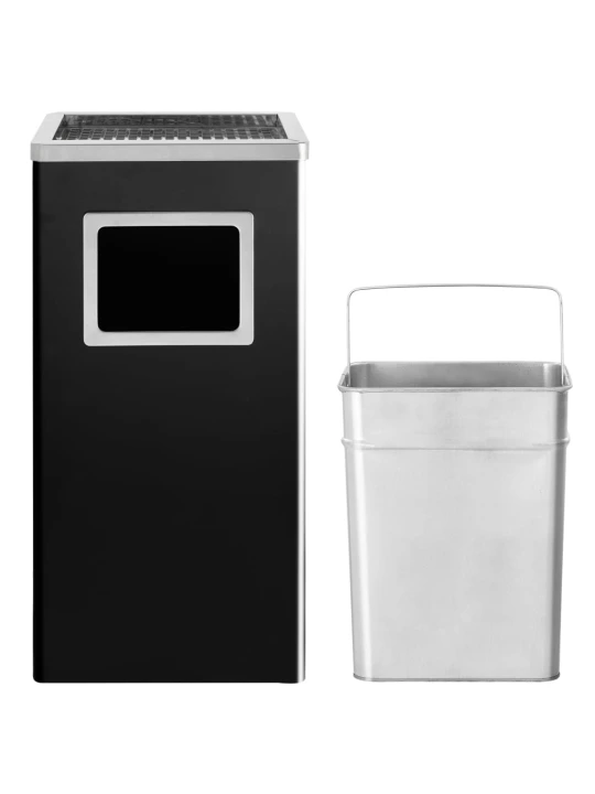 Šiukšliadėžė-peleninė, juodos spalvos, plienas, 45l