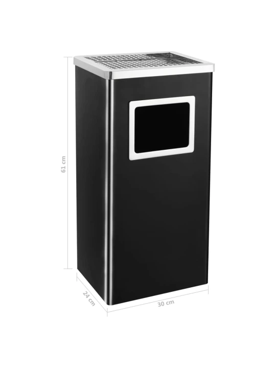 Šiukšliadėžė-peleninė, juodos spalvos, plienas, 45l
