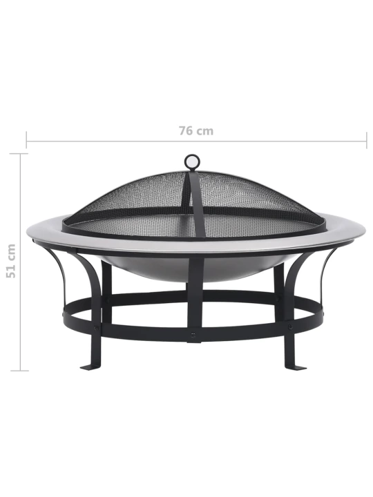 Lauko laužavietė su kepsnine, 76cm, nerūdijantis plienas