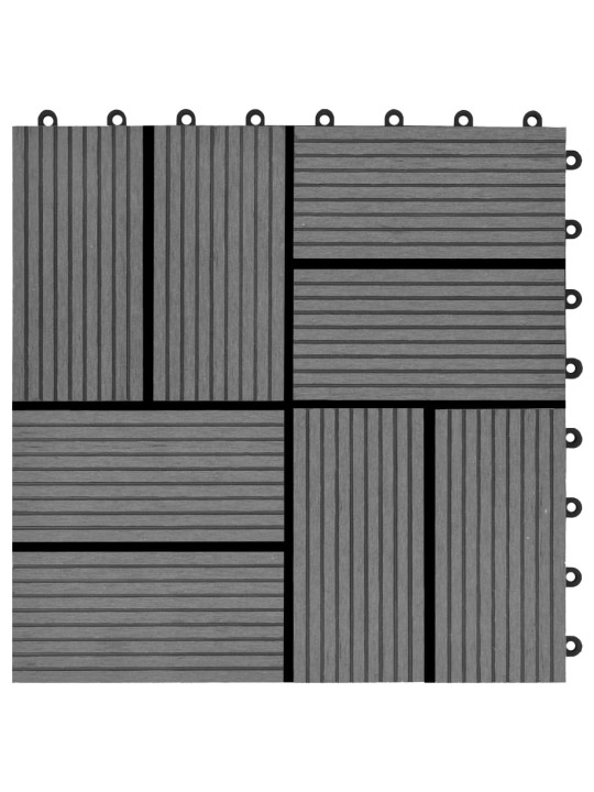 Grindų plytelės, 22 vnt., pilkos sp., 30x30 cm, 2m², WPC