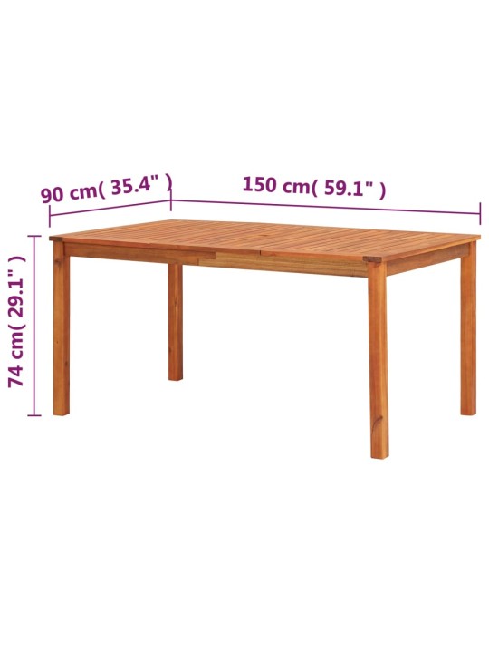 Sodo stalas, 150x90x74cm, akacijos medienos masyvas