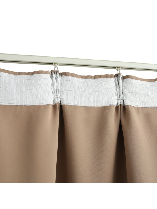 Naktinės užuolaidos su kabliukais, 2vnt., taupe, 140x245cm