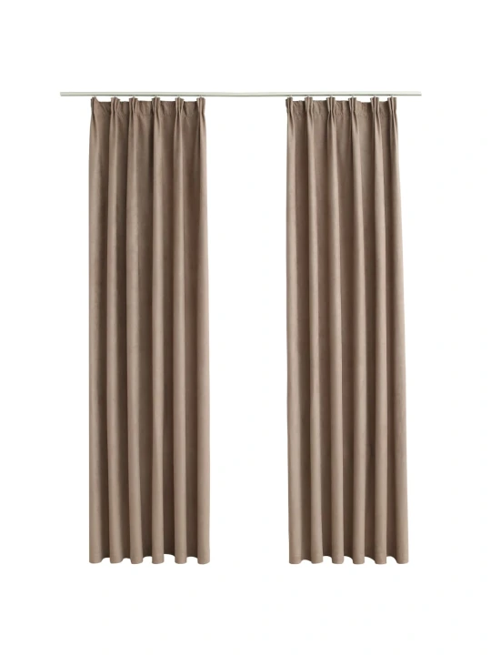 Naktinės užuolaidos su kabliukais, 2vnt., taupe, 140x225cm