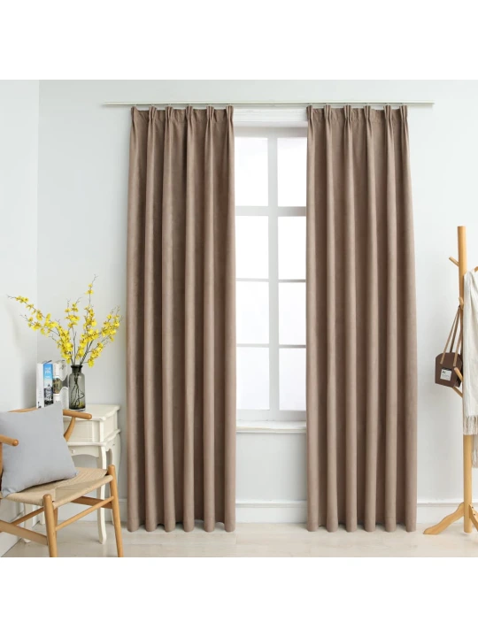 Naktinės užuolaidos su kabliukais, 2vnt., taupe, 140x225cm
