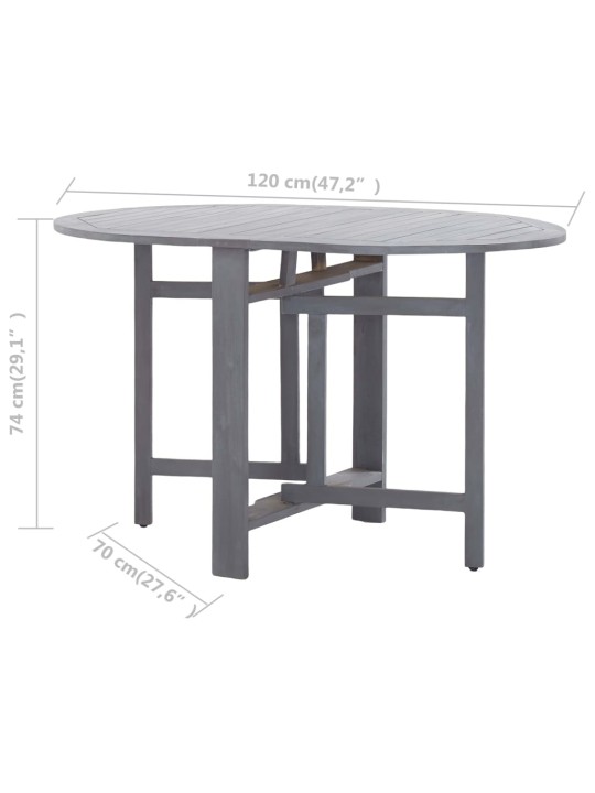 Sodo stalas, pilkas, 120x70x74cm, akacijos medienos masyvas
