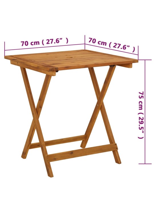 Sulankstomas sodo stalas, 70x70x75cm, akacijos medienos masyvas
