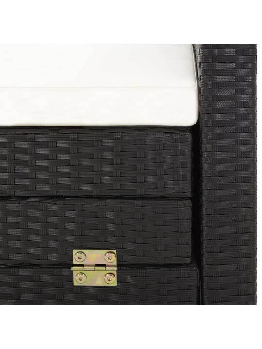 Ištraukiama trivietė sofa-lova su stogeliu, juoda, poliratanas