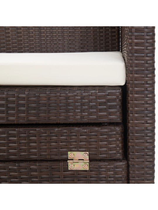 Ištraukiama trivietė sofa-lova su stogeliu, ruda, poliratanas