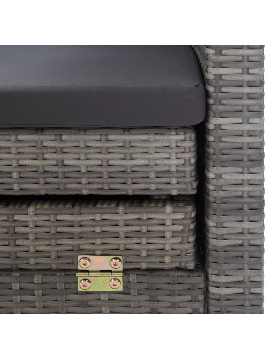 Ištraukiama trivietė sofa-lova su stogeliu, pilka, poliratanas