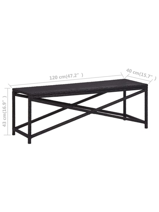 Sodo suoliukas, juodos spalvos, 120cm, poliratanas