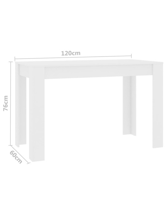 Valgomojo stalas, baltos spalvos, 120x60x76cm, MDP
