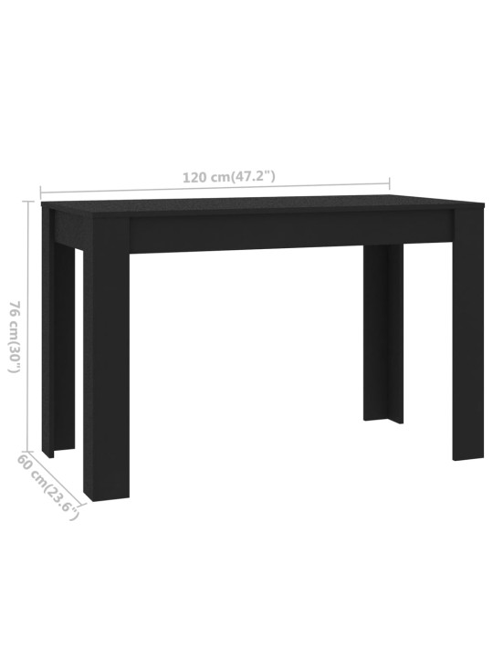 Valgomojo stalas, juodos spalvos, 120x60x76cm, MDP