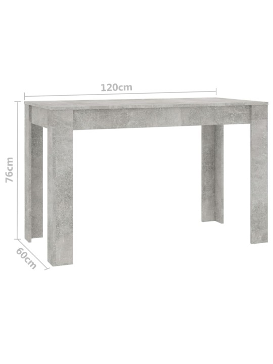 Valgomojo stalas, betono pilkos spalvos, 120x60x76cm, MDP