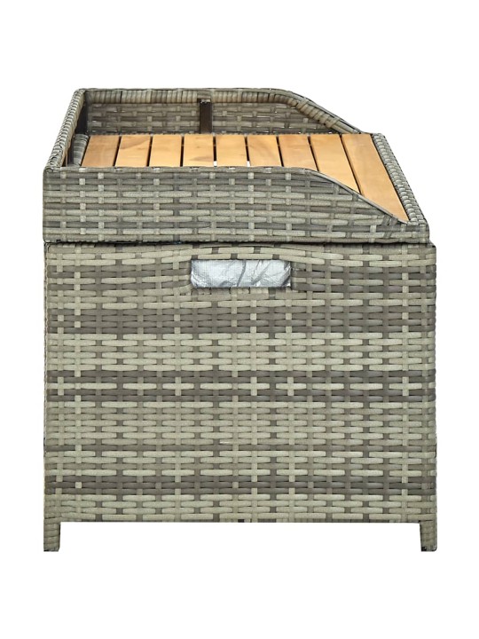 Sodo suoliukas-daiktadėžė, pilkos spalvos, 120cm, poliratanas