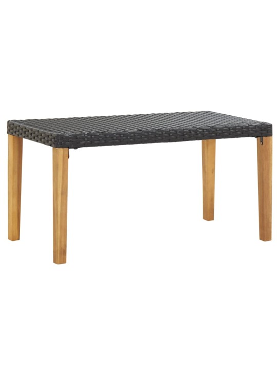 Sodo suoliukas, juodas, 120cm, poliratanas ir akacijos masyvas