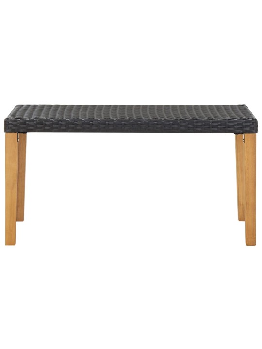 Sodo suoliukas, juodas, 120cm, poliratanas ir akacijos masyvas