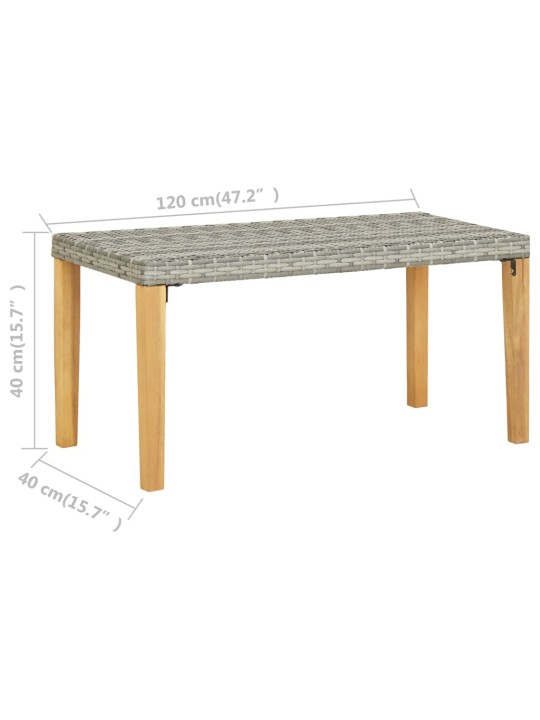 Sodo suoliukas, pilkas, 120cm, poliratanas ir akacijos masyvas