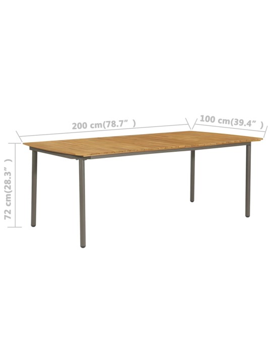 Sodo stalas, 200x100x72cm, akacijos medienos masyvas ir plienas