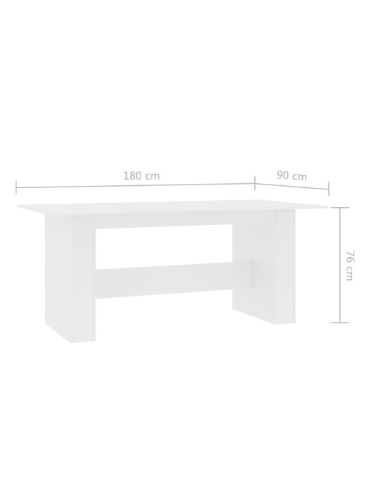 Valgomojo stalas, baltos spalvos, 180x90x76 cm, MDP