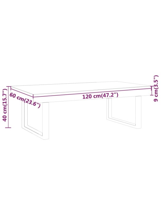 Kavos staliukas, tamsiai rudas/juodas, 120x60x40cm, MDF/geležis