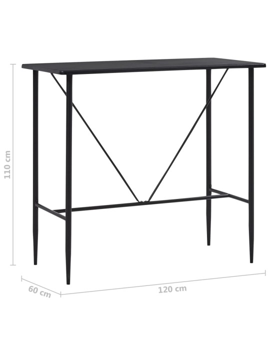 Baro stalas, juodos spalvos, 120x60x110cm, MDF