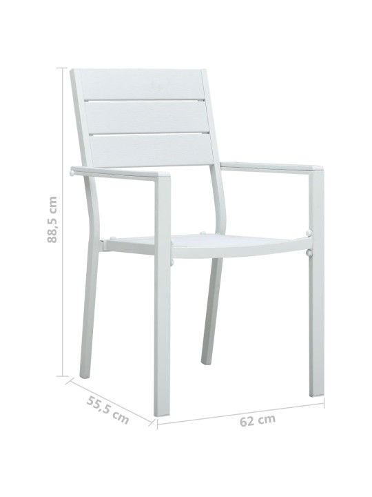 Sodo kėdės, 4vnt., baltos spalvos, HDPE, medienos imitacija