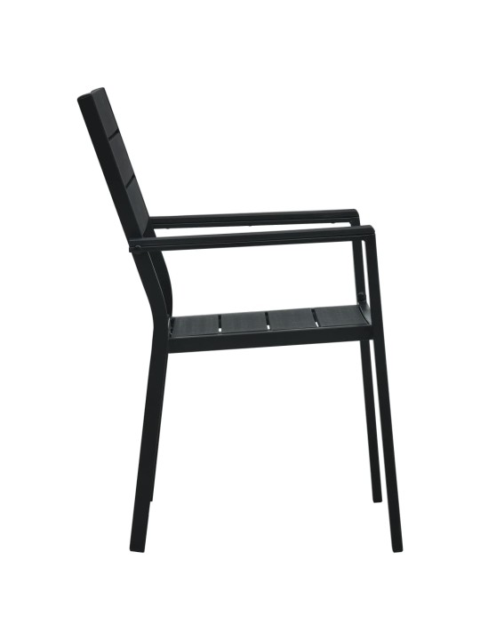 Sodo kėdės, 4vnt., juodos spalvos, HDPE, medienos imitacija