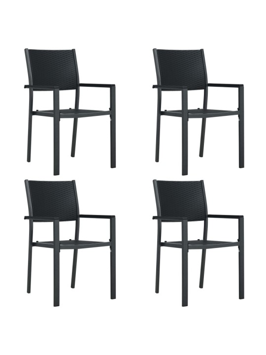 Sodo kėdės, 4vnt., juodos spalvos, plastikas, ratano imitacija