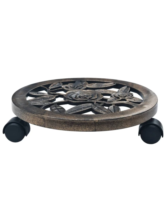 Augalų padėklai su ratukais, 6vnt., bronziniai, 30cm, plastikas