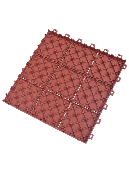 Grindų plytelės, 10vnt., raudonos, 30,5x30,5cm, plastikas