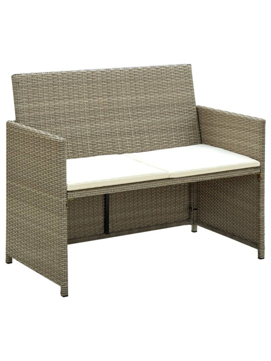 Dvivietė sodo sofa su pagalvėlėmis, kreminė, poliratanas