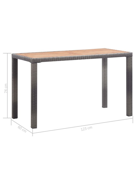 Sodo stalas, antracito ir rudas, 123x60x74cm, akacijos masyvas