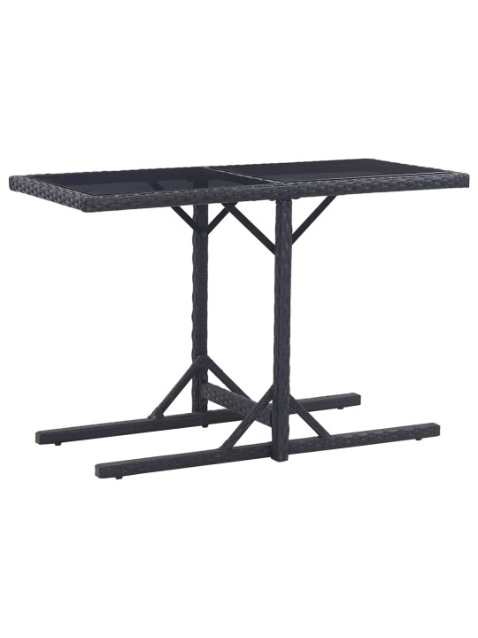 Sodo stalas, juodos spalvos, 110x53x72cm, stiklas, poliratanas