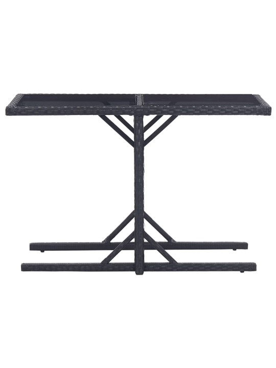 Sodo stalas, juodos spalvos, 110x53x72cm, stiklas, poliratanas