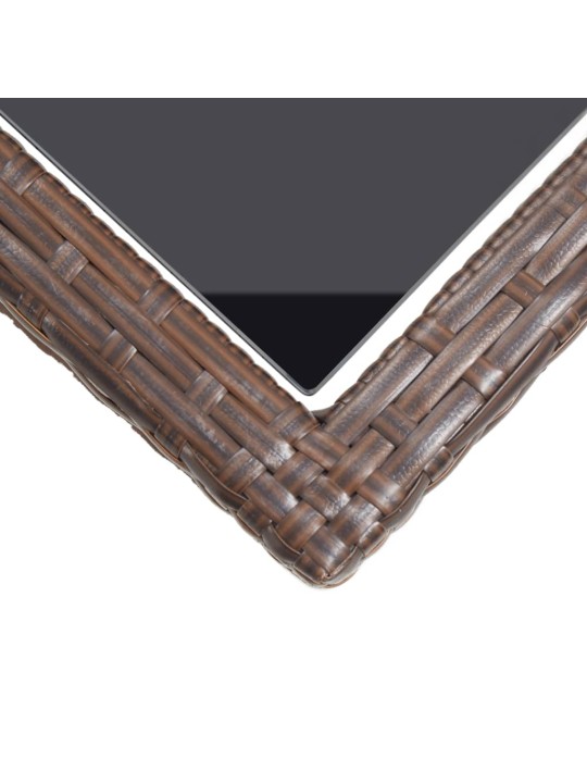 Sodo stalas, rudos spalvos, 110x53x72cm, stiklas, poliratanas