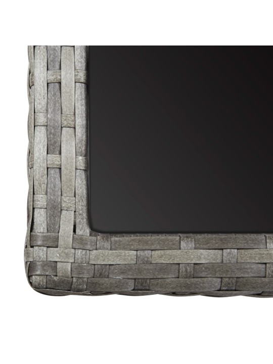 Sodo stalas, antracito spalvos, 110x53x72cm, stiklas, poliratanas
