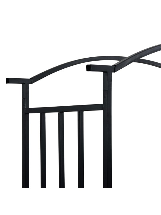 Sodo arka su suoliuku, juoda, 128x50x207cm, geležis