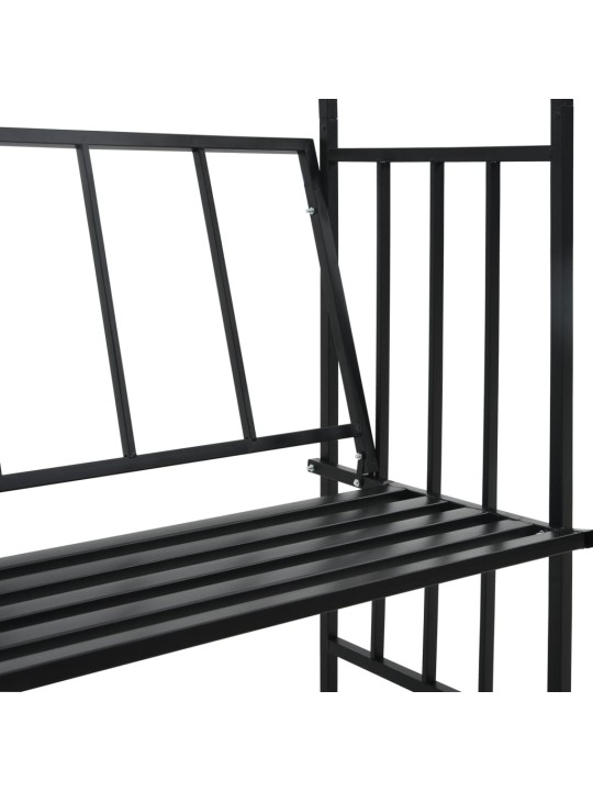 Sodo arka su suoliuku, juoda, 128x50x207cm, geležis