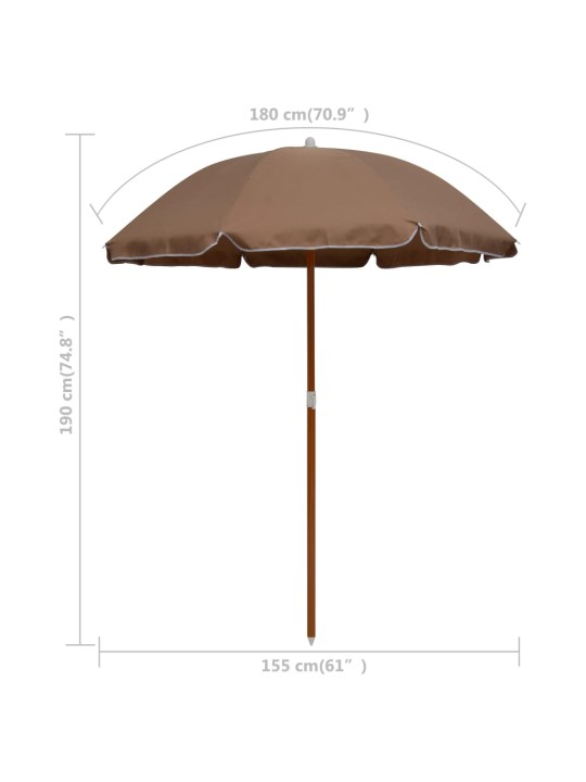 Skėtis nuo saulės su plieniniu stulpu, taupe spalvos, 180cm